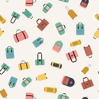 Seamless pattern background with travel bags, backpacks, suitcases isolated on white background vector