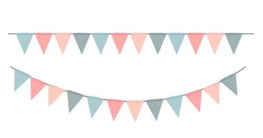 Party flag garland isolated on white background. Vector Illustration