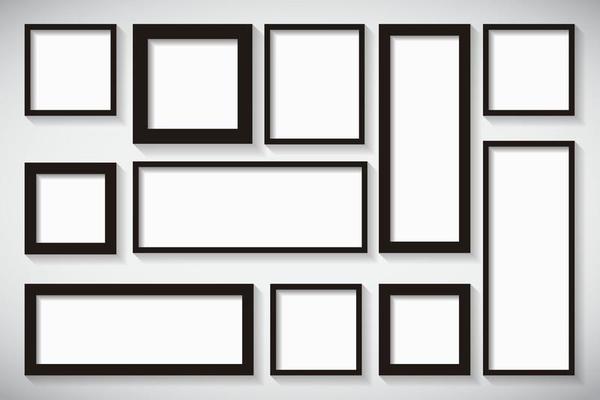 Set of different sizes of frames for photos, exhibitions and brochures with a white background. Vector illustration