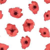 Abstract Flower poppy Seamless Pattern Background. Vector Illustration