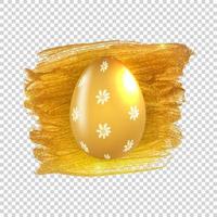 Easter Egg with paint splash and golden frame. Vector Illustration