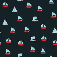 Seamless Pattern Background with Children's Cute ship. Vector Illustration