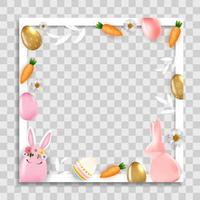 Empty Photo Frame Template with Easter Background for Media Post  in Social Network. Vector Illustration