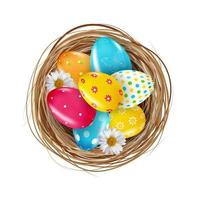 Easter Design Element Nest with Eggs. Vector Illustration