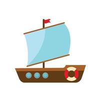 Children's Cute ship simple icon. Vector Illustration