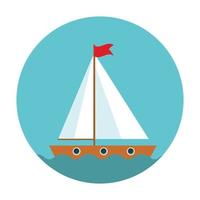 Children's Cute ship simple icon. Vector Illustration