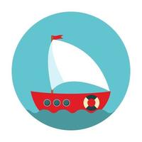 Children's Cute ship simple icon. Vector Illustration