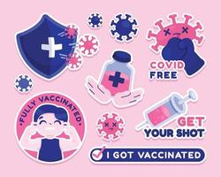 After Covid Vaccinated Sticker Collection vector