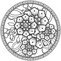 Circular pattern in the form of mandala with flower for henna, mehndi, tattoo, decoration. vector