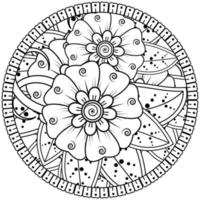 Circular pattern in the form of mandala with flower for henna, mehndi, tattoo, decoration. vector