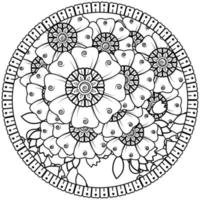 Circular pattern in the form of mandala with flower for henna, mehndi, tattoo, decoration. vector