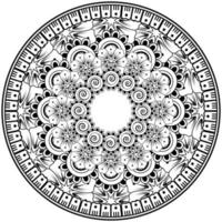 Circular pattern in the form of mandala with flower for henna, mehndi, tattoo, decoration. vector