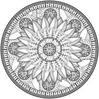 Circular pattern in the form of mandala with flower for henna, mehndi, tattoo, decoration. vector