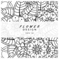 mehndi flower decorative ornament in ethnic oriental style, doodle ornament, outline hand draw. coloring book page. vector