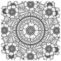 Circular pattern in the form of mandala with flower for henna, mehndi, tattoo, decoration. vector