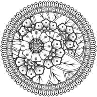 Circular pattern in the form of mandala with flower for henna, mehndi, tattoo, decoration. vector