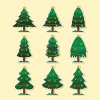 conjunto de pegatinas de árbol de navidad vector