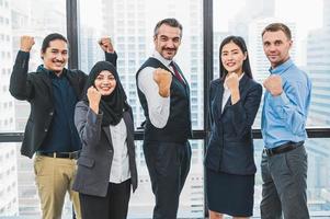 Portrait of business people group having confident in successful job photo