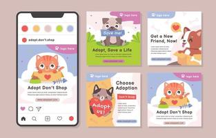 Pet Adoption Social Media Post Template vector