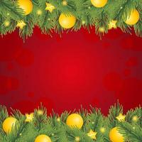 Christmas Background with Realistic Leaves and Decoration vector