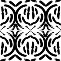 Black paint brush strokes vector seamless pattern. Hand drawn curved and wavy lines with grunge circles. brush scribbles decorative texture. Messy doodles, bold curvy lines illustration.