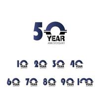 Year Anniversary Set Elegant Vector Template Design Illustration