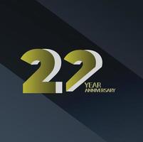 22 th anniversary event party. Vector illustration. numbers template for Celebrating.