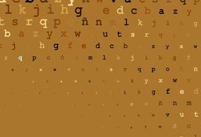 Dark yellow, orange vector texture with ABC characters.