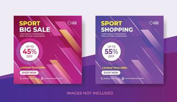 Plantilla de banner de venta deportiva, plantilla de banner deportivo de compras vector