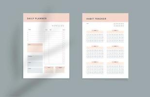 Planner template, vector elements for calendars and organizers, diary pages with habit tracker, weekly planner, year goals, daily tasks