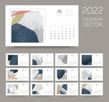 Calendar template, promotional corporate vector design with abstract shapes, 2022