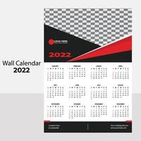 Calendario 2022, calendario 2022 semana que comienza el domingo, plantilla de vector de diseño corporativo