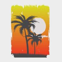 Summer beach background Palm style. Colourful beach Free Vector