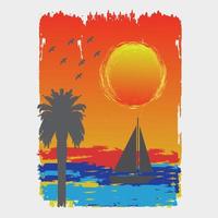 Summer beach background Palm style. Colourful beach Free Vector