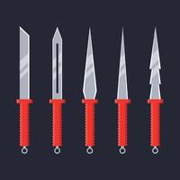 Set of sharp ninja knives vector