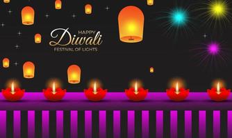 hermoso diseño feliz del fondo de la celebración del festival de diwali. vector