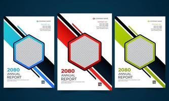 Simple business annual report brochure template design. vector