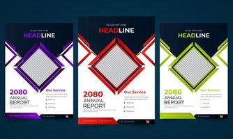 Simple business annual report brochure template design. vector