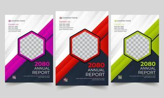 Simple business annual report brochure template design. vector