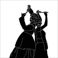 Navratri Dandia silhouette Illustration, Dandia Garba silhouette. vector