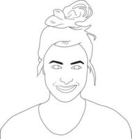 Coloring page - hand drawn outline drawing of happy women on white background. vector