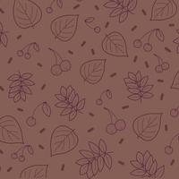 Red background with many autumn foliage - Vector