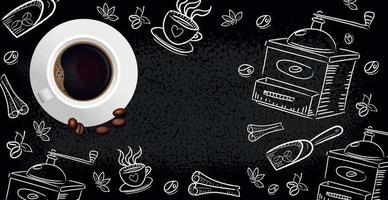 Coffee background with realistic cup of coffee - Vector