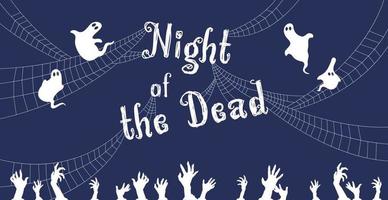 Colorful bright web banner congratulations on the holiday Halloween, night of the monsters - Vector