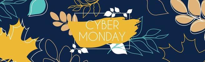 Cyber Monday big autumn discounts, web ad banner - Vector