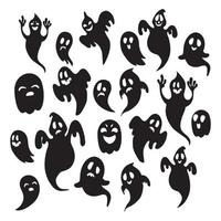 Halloween ghosts selection on white background - Vector