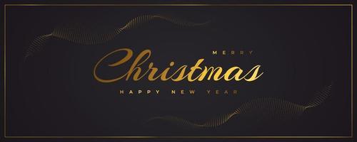 Merry Christmas and Happy New Year Banner or Poster. Elegant Christmas Greeting card in Black and Gold vector