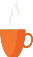 ilustración vectorial de una taza. una taza de naranja con una bebida caliente. el vapor se eleva por encima de la taza.