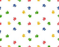 Seamless pattern made of flat thumbs up symbols. Colourful background. Abstract networks concept for social media banners vector