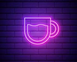 coffee, cappuccino, drink neon icon. Simple thin line, outline vector of Food icons for UI and UX, website or mobile application on dark brick wall.